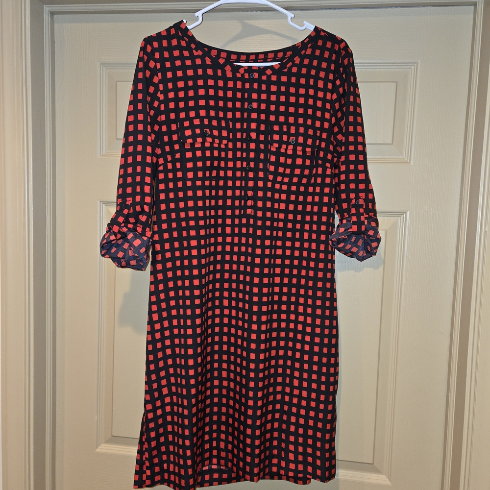 GAP Red and Black Long Sleeve Dress